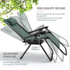 Nestl Zero Gravity Chairs Set of 2, Patio Lounge Chair Outdoor with Pillows & Cup Holder Trays, Adjustable Steel Mesh Reclining Camping Chair, Folding Patio Lawn Chair for Deck, Beach - Forest Green