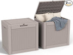 32 Gallon Outdoor Storage Box, Large Resin Deck Box for Patio Cushions, Garden Tools, Pool Accessories, Waterproof and Lockable Design, Storage Bench for Backyard & Deck(Gray)