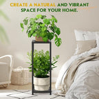 TOSKING Tall Plant Stand Indoor – 2-Tier Modern Metal Shelf, 30" Height & 200 LBS Capacity, Heavy Duty for Living Room, Balcony, Garden (Black)