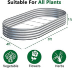 zizin 2 Pack Oval Galvanized Raised Garden Bed Kit 8x4x1ft Large Metal Planter Box for Outdoor Vegetables, Silver