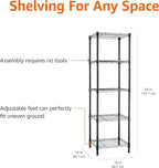 Amazon Basics 5-Shelf Tower Adjustable Storage Shelving Unit for Garage, Rust-Resistant Steel, 150 lbs Per Shelf, 16"W x 16"D x 54"H, Black