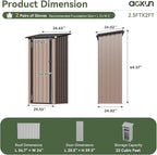 Aoxun Outdoor Storage Shed with Floor - Vertical Cabinet with 2 Adjustable Shelves & Lockable Doors, Waterproof Small Tool Shed, for Backyard Garden Patio Lawn Indoor, Brown