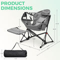 Folding Rocking Chair, Grey Polyester, Footrest and Cup Holder