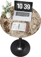 Flamaker Round Bistro Pub Table Modern Style Metal Base MDF Top Cocktail Bar Table Counter Bar Height for Pub, Dining Room, Party (1, Marble-Black)