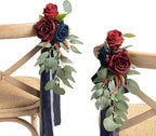 Artificial Flowers for Wedding Aisle, 8 Pack Burgundy and Navy Pew Decor