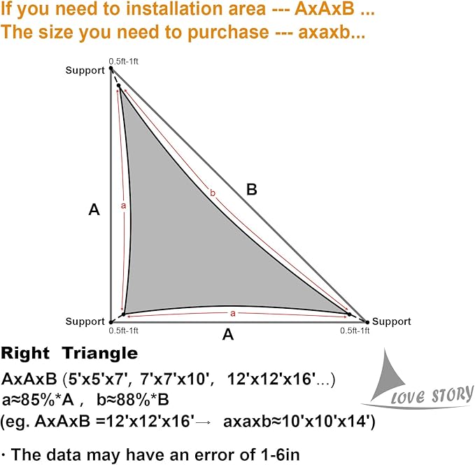 LOVE STORY Custom Size 9'x9'x12.7' Terra Red Sun Shade Sail Right Triangle Sunshade Fabric Awning Canopy for Patio Backyard Carport Pergola (Customized)