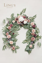 Artificial Flower Garland, 6 Ft Dusty Rose Eucalyptus Willow Leaf