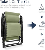 Best Choice Products Oversized Padded Zero Gravity Chair, Folding Outdoor Patio Recliner, XL Anti Gravity Lounger for Backyard w/Headrest, Cup Holder, Side Tray, Polyester Mesh - Sage Green