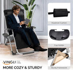 VINGLI 29" Padded Zero Gravity Chair, Lounge Chair with Removable Cushion & Tray， Folding Reclining Patio Chairs， Recliner Chair for Lawn，Indoor Outdoor-Black