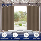 PureFit Outdoor Curtains for Patio Waterproof Weatherproof, UV Resistant Outside Curtains for Gazebo, Front Porch, Pergola, Sun Blocking Privacy Curtain, 52W x 120L inch, 1 Panel, Camel