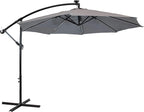 Sunnydaze 10' Solar Offset Patio Umbrella - Solar Cantilever Umbrella Outdoor with LED Lights - Polyester Shade, Air Vent, & Cross Base