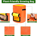 JJGoo Potato Grow Bags, 4 Pack 10 Gallon with Flap and Handles Planter Pots for Onion, Fruits, Tomato, Carrot - Orange