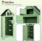VINGLI Outdoor Wooden Storage Shed, Garden Shed Outside Tool Cabinet with Safety Latch, Patio Storage Organizer (Light Green)