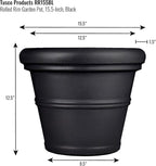 Tusco Products RR155BK Classic Rolled Rim Garden Planter, 15.5", Black