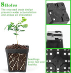 June Fox Square Nursery Pots 3.3 Inches Flexible Plastic Seedling Pots Square Pots for Plants, Succulent, Flower, Pack of 100, with 100 PCS Plant Labels