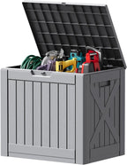 Devoko 40 Gallon Deck Box Outdoor Storage Box Waterproof for Patio, Large Outdoor Storage Bench Lockable for Outside (Gray, 40 Gallon)