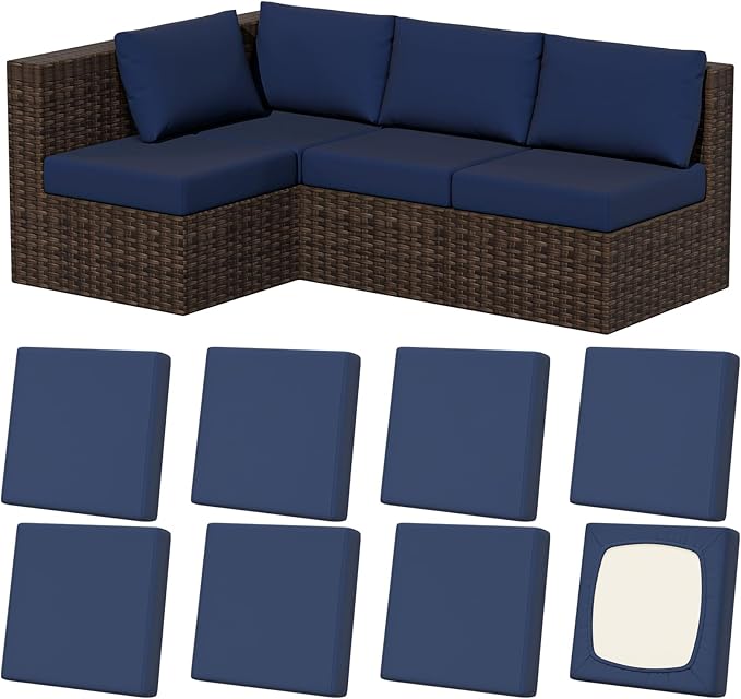 Cushion Covers 8 Pack Navy Blue Stretch Fit for 16 to 22 Inch Cushions