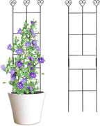 2 Pack 30'' Plant Trellis for Climbing Plants Indoors, Metal Garden Trellis for Potted Houseplant, Rustproof Plant Support for Ivy, Vines, Pothos, Hoya and Flower, Black