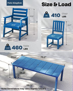 7-Piece Navy Blue Outdoor Dining Set with Beige 11FT Large Patio Umbrella, 75.2'' HDPE Table & Chairs for 6, Weather-Resistant Furniture with Umbrella Hole for Patio, Lawn, Poolside