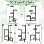 iDavosic.ly Plant Stand Indoor Outdoor, 5 Tier Corner Metal Flower Display Holder Shelf, Easy Assembly Folding Tall Orchid Rack for Patio Balcony Porch Garden Living Room House, Wrought Iron - Modern Black