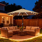 ABCCANOPY Durable Solar Led Patio Umbrellas with 32LED Lights 9FT (Tan)