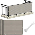 LOVE STORY Balcony Privacy Screen, 3.3'x19.7' Deck Shield Screen Fence Cover,UV Protection and Weather-Resistant,3FT Height for Deck, Patio, Backyard, Outdoor Pool, Porch, Railing, Beige-Grey