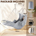 Hammock Chair with Foot Rest, 2 Cushions, 500 lb Capacity, Light Grey