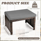 2 Pcs Patio Rattan Ottomans Outdoor Wicker Ottomans Patio Footstool Footrest with Removable Cushion Soft Zippered Cushions Function Footstool Seat Table for Backyard Balcony Poolside(Gray, Black)