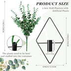 2 Pieces Wall Decor Hanging Planters with Artificial Plants Metal Hanging Vase Indoor Plants Holder Modern Boho Wall Art for Bathroom Bedroom Living Room Decor(Black,Eucalyptus)