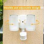 UME 2 Pack 19W LED Flood Light Motion Sensor Outdoor, 2 Adjustable Head, 2000LM, 5000K, IP65 Waterproof, Dusk to Dawn Security Light with Photocell for Exterior,Outside,Garage,House(White)