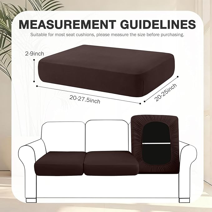 Cushion Covers 8-Piece Stretch Patio Set in Coffee with Anti-Slip Straps