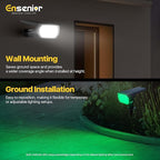 Ensenior Solar Spotlights Outdoor RGB, 7+1 Color Changing Mode Outdoor Landscape Lighting, IP65 Waterproof, Automatic ON/Off Solar Powered Spotlight, Halloween Christmas Decorations (4-Pack)