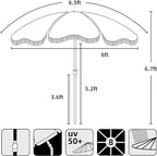 AMMSUN Boho Fringe Umbrella Outdoor Patio, 6.5ft UPF50+ Picnic Umbrella with Tassels with Steel Pole and Push Button Tilt, Noble Black