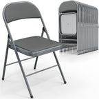 VINGLI 20 Pack Folding Chairs with Padded Seats, Metal Frame with Pu Leather Seat & Back, Capacity 350 lbs, Gray