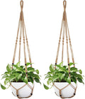 Mkono 43 Inch Macrame Plant Hanger Large for up to 12 Inch Pot Extra Long Hanging Plant Holder No Tassels Hanging Planter Basket with Wood Beads for Indoor Outdoor Home Decor, Brown, Set of 2