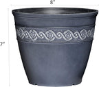 Classic Home and Garden Corinthian Resin Flower Pot Planter, Storm Blue, 8" (Pack of 4)