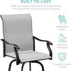 Best Choice Products Set of 2 Swivel Barstools, Bar Height Outdoor Chairs, 360 Rotating Patio Bar Stools w/All-Weather Mesh, 300lb Capacity - Gray