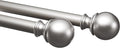 Amazon Basics Adjustable Heavy Duty Curtain Rod for Windows, Round Finials, 1-Inch Rod, 72" to 144", Nickel, 1-Pack