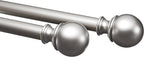 Amazon Basics Adjustable Heavy Duty Curtain Rod for Windows, Round Finials, 1-Inch Rod, 72" to 144", Nickel, 1-Pack