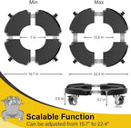 Goovilla Plant Stand with Wheels Heavy Duty, 2Pack Adjustable 15-22 Plant Caddy with Lockable Caster Wheels 440LBS, Rolling Plant Stand/Dolly/Roller for Indoor Outdoor Large Planter, Flower Pot,Black