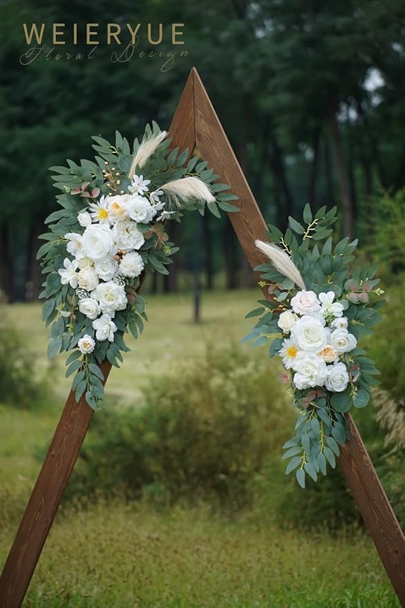 Artificial Flowers Wedding Arch Swags, 2-Piece Cream and Champagne Silk Kit