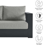 Modway Tahoe Aluminum 3-Piece Outdoor Patio Furniture Gray, Modular Sectional Sofa Set with Weather-Resistant Cushions, Ideal for Deck, Backyard Poolside