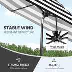 Tempera Patio Market Outdoor Table Umbrella with Auto Tilt and Crank, Large Sun Umbrella with Sturdy Pole & Fade Resistant Canopy, Easy to Set