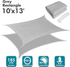 KANAGAWA Sun Shade Sail 10'x13' Gray Rectangle UV Block Canopy Awning Shelter Fabric Cloth Screen for Outdoor Patio Garden Backyard Activities