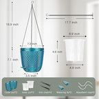 QCQHDU Self Watering Hanging Pots, 2 Pack 7.2 Inch Hanging Planters for Plants Indoor, Outdoor Plant Hanger Flower Pots with Drainage Holes and 3 Hooks Chains for Garden Home (Klein Blue)
