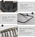 Shintenchi Wicker Egg Chair,Oversized Outdoor Indoor Rocking Chair,Large PE Rattan Rocking Chair with Cushion for Patio, Balcony, Backyard, Garden,Deep Grey