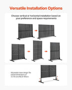 VEVOR Metal Privacy Screen, 44" W x 72" H Freestanding Modern Privacy Fence, Garden Divider Panel with Extended Base & Reinforcement Fixed, Freestanding Outdoor Divider for Garden, Indoor, Courtyard