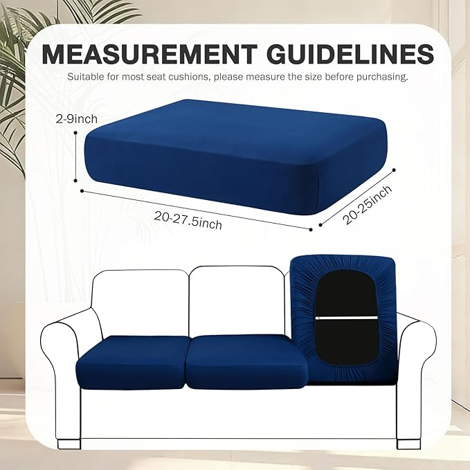 Cushion Covers 4-Piece Navy Stretch Patio Set with Anti-Slip Straps