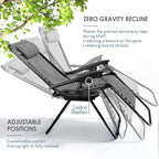 Nestl Zero Gravity Chairs Set of 2, Patio Lounge Chair Outdoor with Pillows & Cup Holder Trays, Adjustable Steel Mesh Reclining Camping Chair, Folding Patio Lawn Chair for Deck, Beach, Yard - Grey