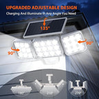 WdtPro Solar Lights Outdoor Motion Sensor, 3500LM Bright Solar Flood Lights Outdoor, Adjustable & Upgrade Glass Panel, Wireless LED Solar Powered Security Spot Lights Waterproof for Yard-1Pack, White